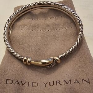 David Yurman Sterling Silver And 18K Yellow Gold "Thoroughbred Loop' 16 mm Brace